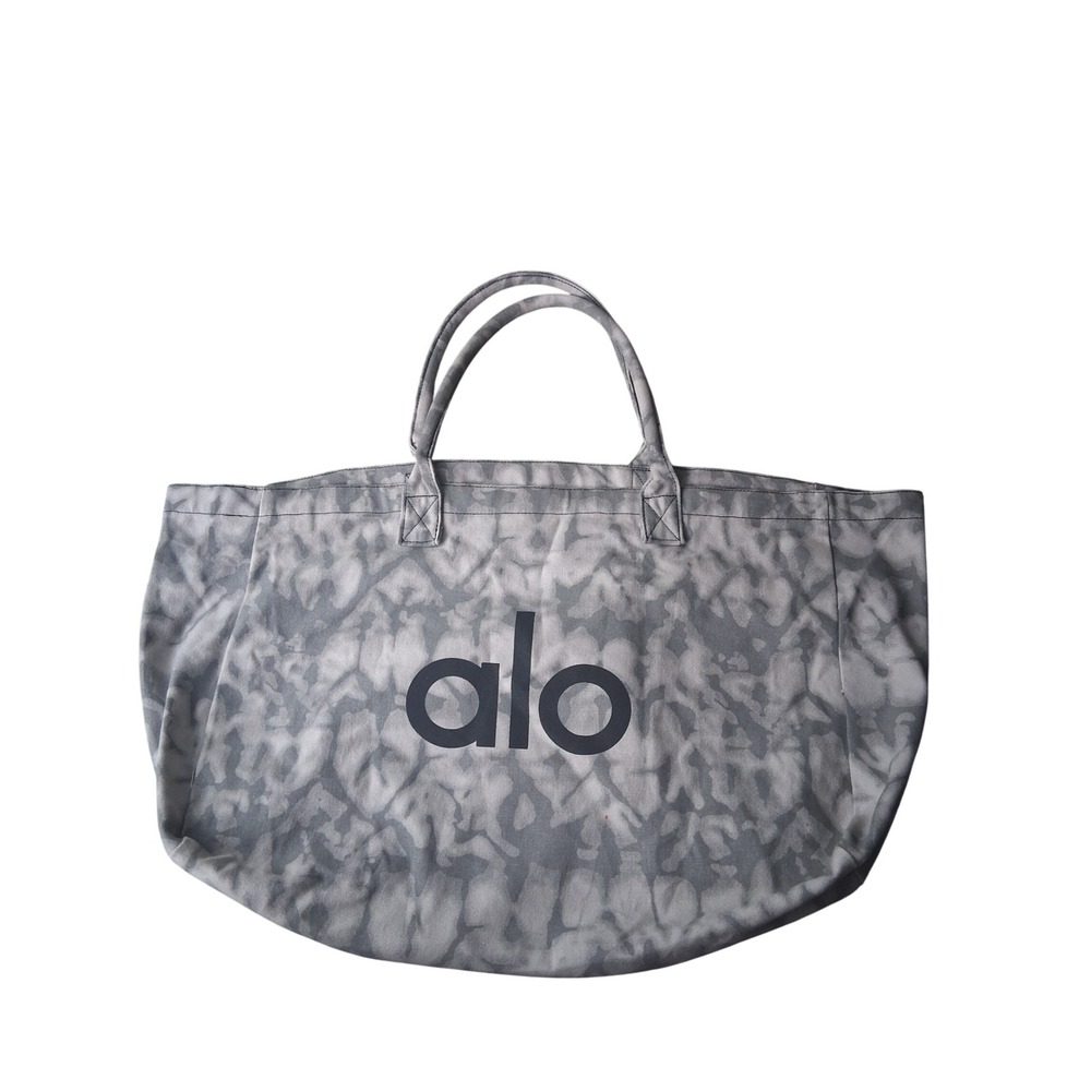Alo Yoga Shopper Tote Bag Grey Tie Dye Canvas Oversized Logo Gym Travel Bag